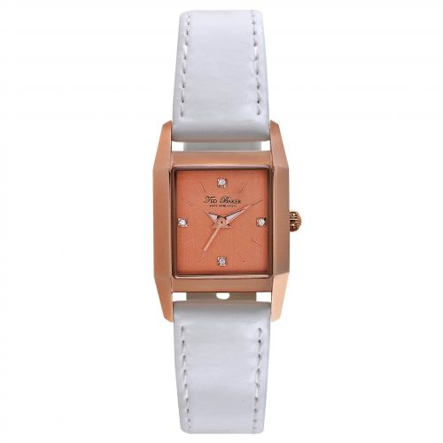 Womens Rose Gold Dial White Leather Strap Watch 70848 by Ted Baker from Hurleys