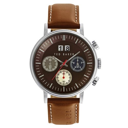 Mens Brown Dial Chrono Leather Strap Watch 52033 by Ted Baker from Hurleys