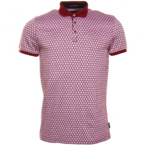 Mens Red Runapp Herringbone Spot S/s Polo Shirt 33039 by Ted Baker from Hurleys