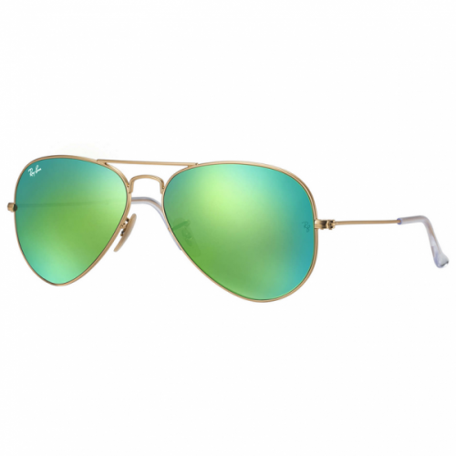 Gold & Green Flash RB3025 Aviator Large Sunglasses 14420 by Ray-Ban from Hurleys