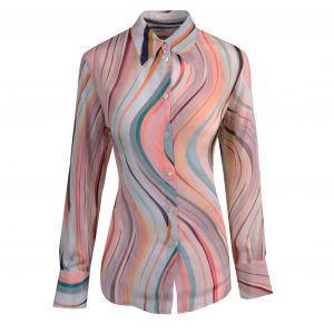 Womens Multicolour Swirl Silk Blouse