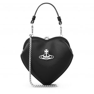 Womens Black Belle Heart Frame Purse Bag