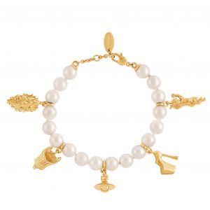 Womens Gold/Creamrose Anglo Pearl Bracelet