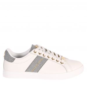 Womens White Silver Crystal Knightsbridge Court Trainers