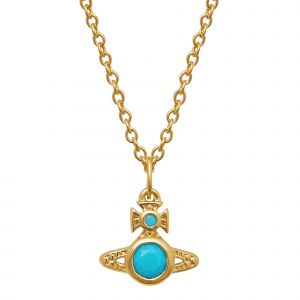 Vivienne Westwood Necklace Womens Gold/Turquoise London Orb Pendant