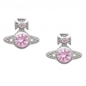 Womens Platinum/Lt Pink CZ London Orb Earrings