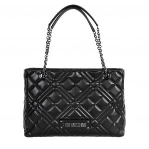 Womens Black Diamond Quilt Shopper Bag