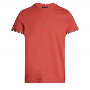 Mens Terra Red Tommy Logo Tipped S/s T Shirt