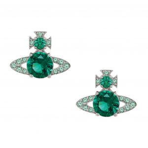 Womens Platinum/Green CZ Ismene Earrings